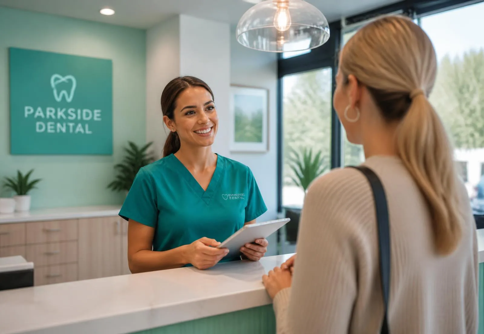 Dentist and assistant treating a patient in a modern Florida dental practice
