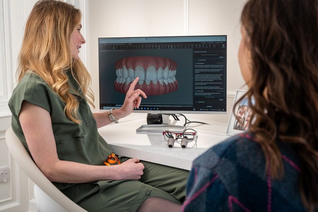 Dentist explaining dental implants to a patient in Florida