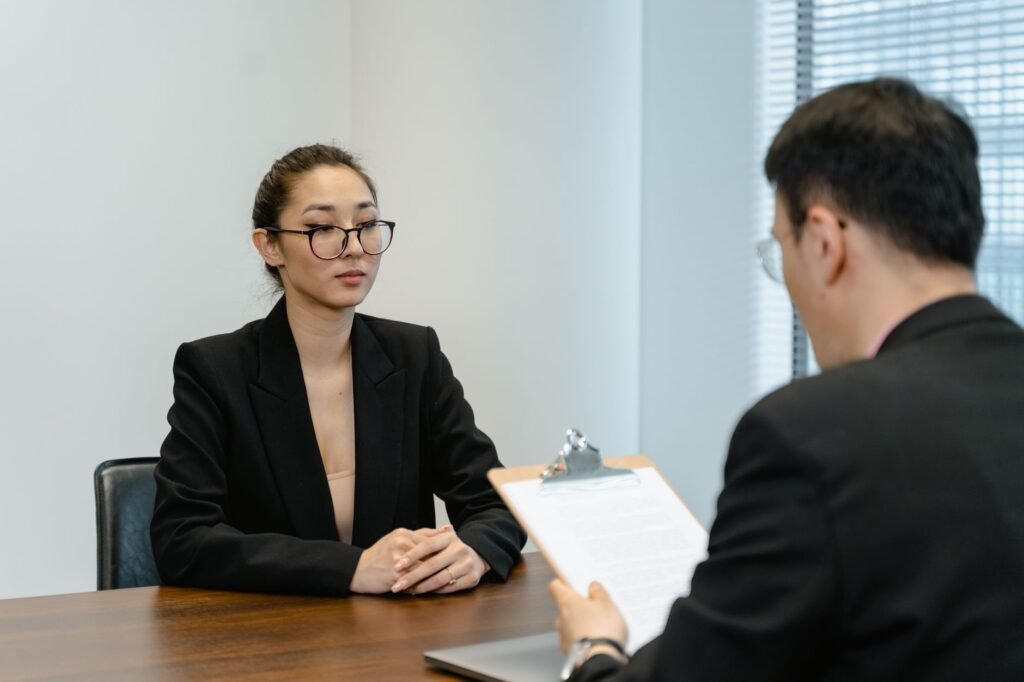Dental practice team during a hiring interview in a Florida office