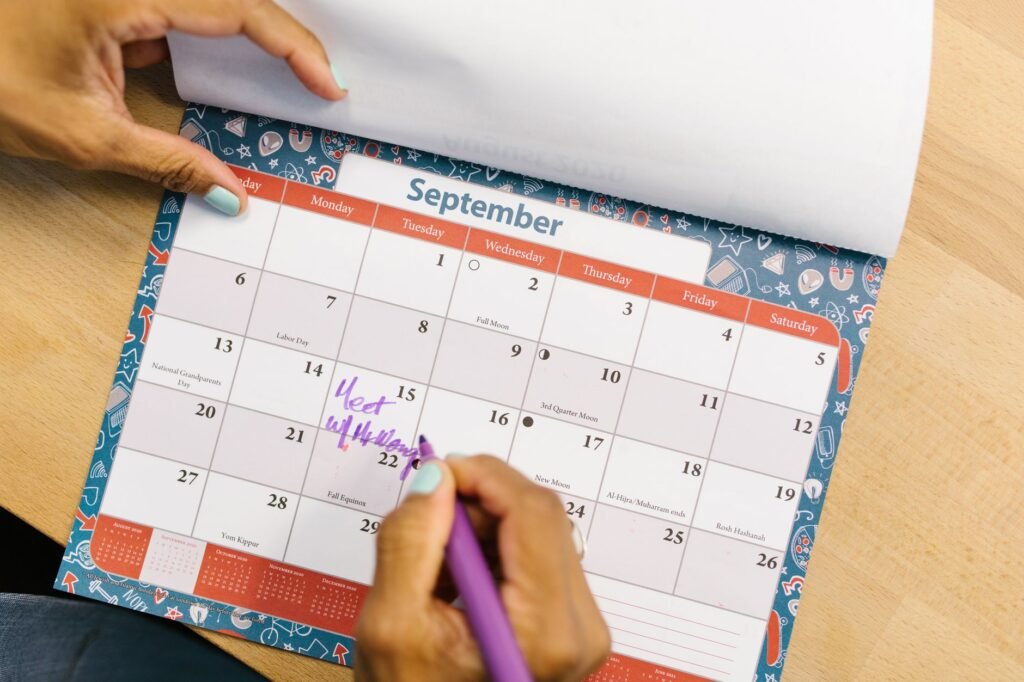 Dental office appointment reminder card and calendar